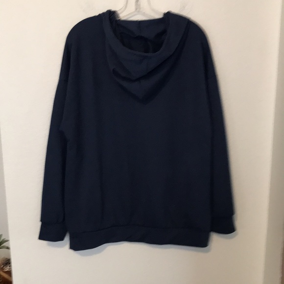 HOODIE SWEATSHIRT DARK BLUE SUN SIGN ON FRONT SIZE L BY RUMWE NWOT - Picture 5 of 5